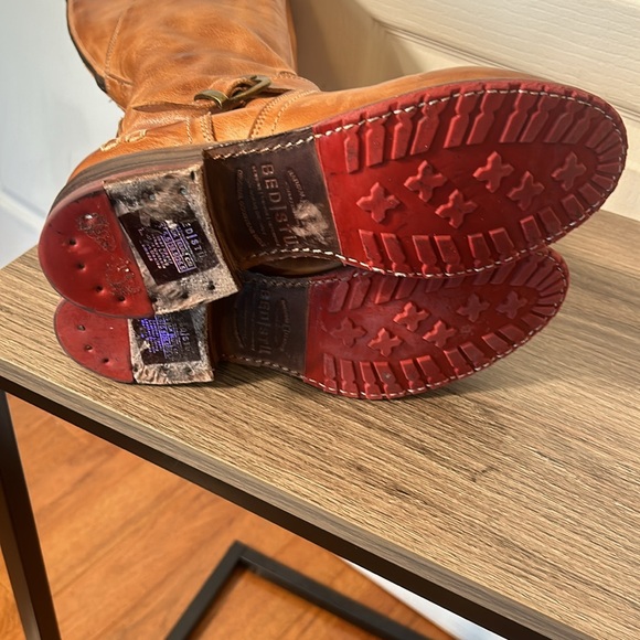 BED STU GLAYE WOMEN RIDING BOOTS BROWN LEATHER SIDE AND BACK ZIPPERS size 8.5 - Picture 11 of 16